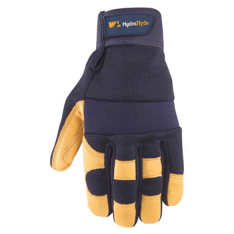 Emery Jensen men's HydraHyde work gloves made of durable leather, shown in a close-up image highlighting their sturdy design.
