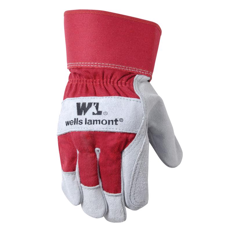 Emery Jensen men's leather work gloves with double palm for durability and protection, shown in a natural sitting position.