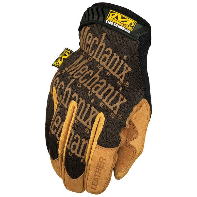 Men's leather work gloves by Emery Jensen, size L, durable and comfortable for industrial or outdoor tasks.