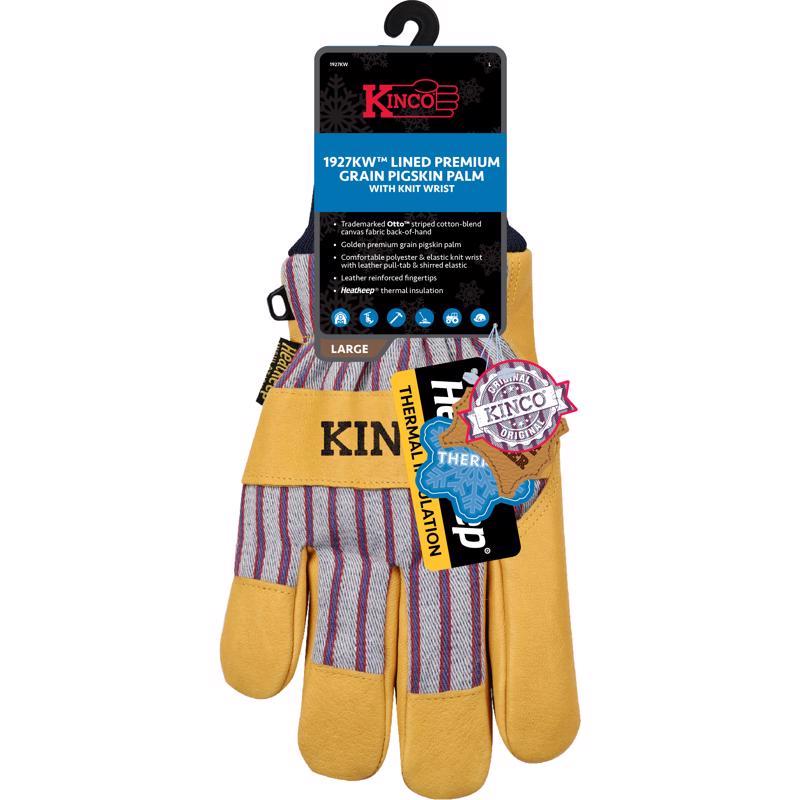 Emery Jensen men's lined winter gloves in pigskin knit, size XL, featuring a warm, textured knit design for cold weather comfort.