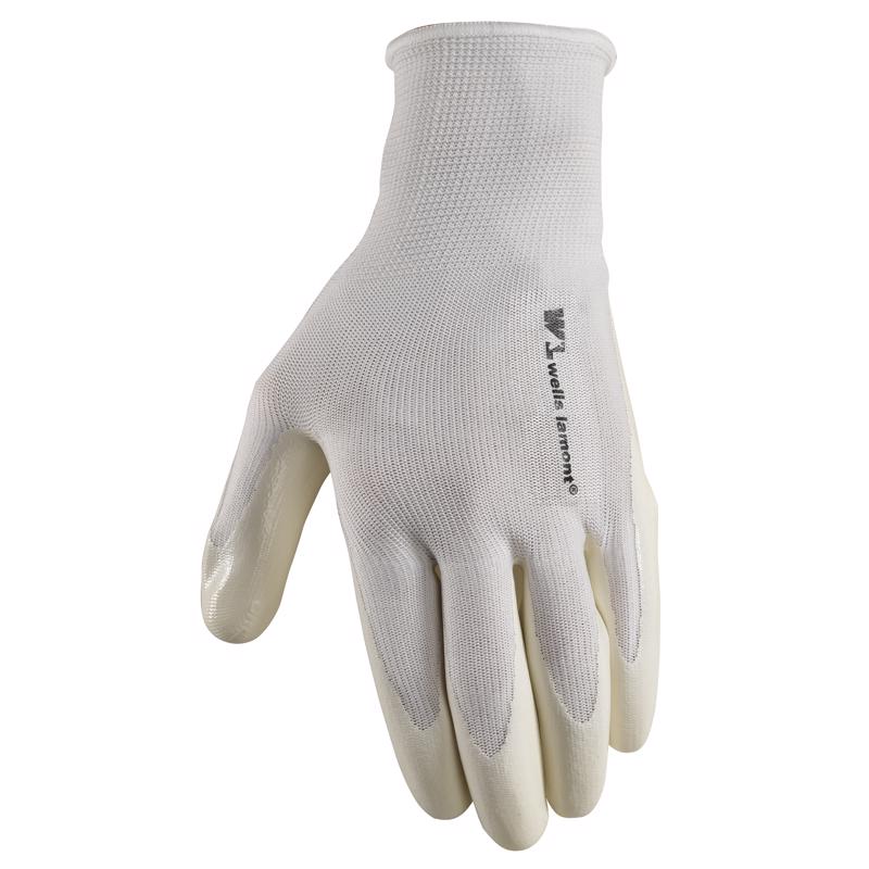 Emery Jensen men's work and garden gloves in white, size large, designed for durability and protection during chores.