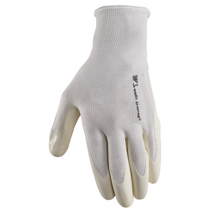 Emery Jensen men's work and garden gloves in white, size large, designed for durability and protection during chores.