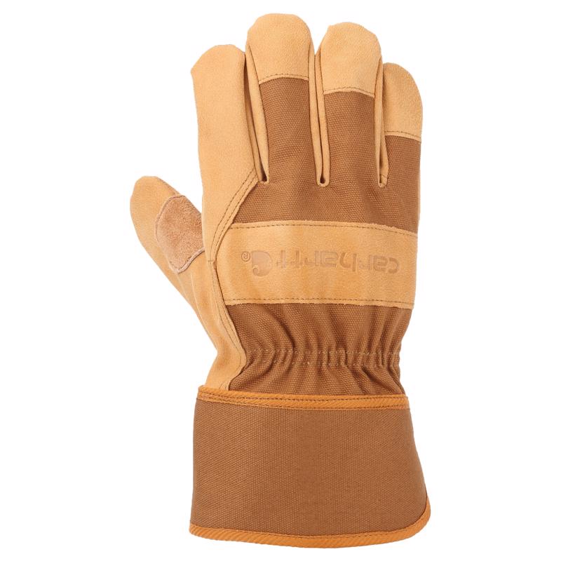 Emery Jensen men's work and garden gloves in synthetic leather, brown, size L, designed for durability and hand protection.