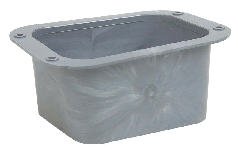 Emery Jensen metal downspout C outlet, plastic construction, outdoor gutter accessory for efficient water drainage.