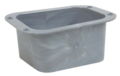 Emery Jensen metal downspout C outlet, plastic construction, outdoor gutter accessory for efficient water drainage.