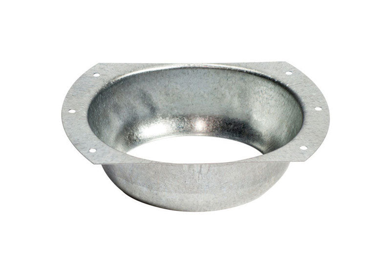 Galvanized metal gutter outlet 3x4 inch from Emery Jensen, durable roof gutter accessory for efficient water drainage.