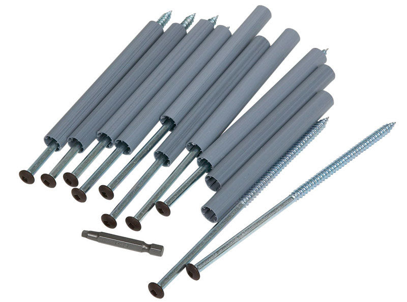 Emery Jensen 7-inch brown gutter screw for metal accessories, shown in a pack of 10, suitable for gutter installation.