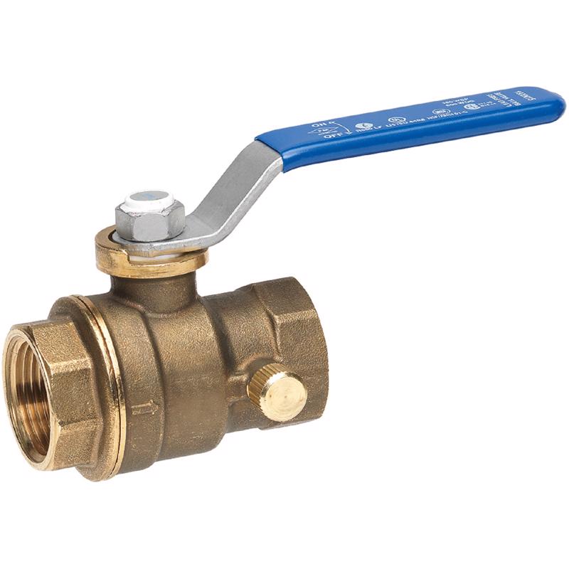 Emery Jensen brass metal ball valve with 1/2-inch size, featuring a durable metal construction and operational handle.