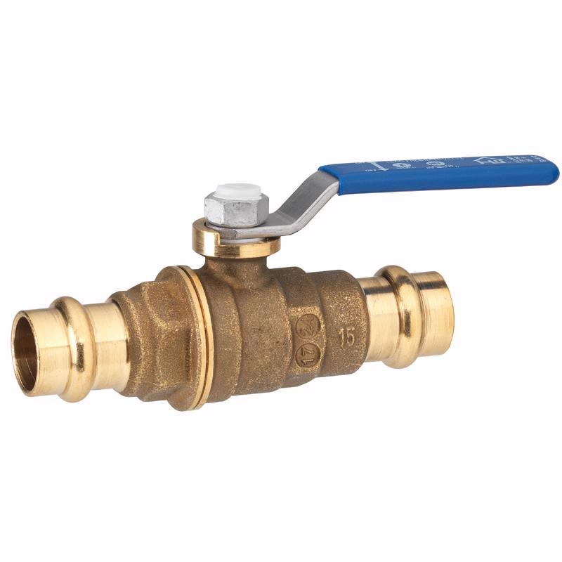 Metal press ball valve 3/4 inch by Emery Jensen, durable metal construction for plumbing and fluid control.