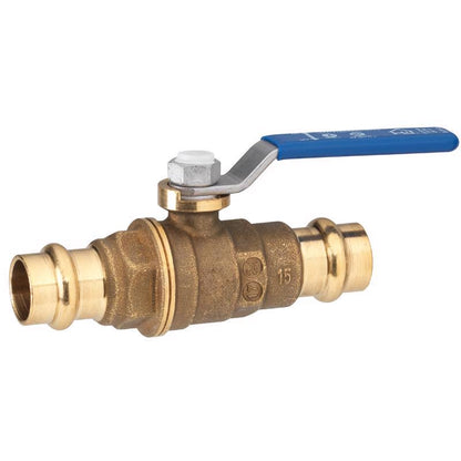 Metal press ball valve 3/4 inch by Emery Jensen, durable metal construction for plumbing and fluid control.