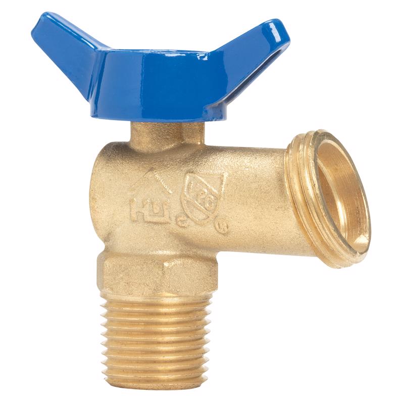 Emery Jensen metal boiler drain with 1/2 inch MIP fitting, durable steel construction for plumbing and drainage applications.