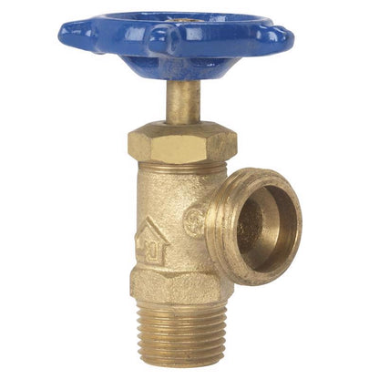Emery Jensen brass metal boiler drain with 1/2 MPT connection, designed for plumbing and heating systems.
