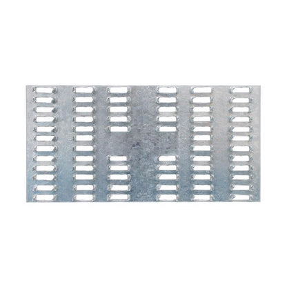 Emery Jensen Mending Plate MP36 metal connector for wood repair, showing the rectangular metal plate with screw holes.