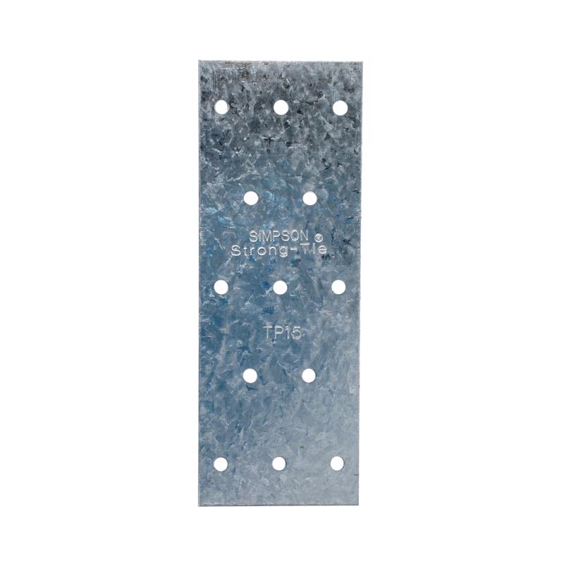 Emery Jensen TIE PLATE TP15 metal connector for securing structural components, shown in a close-up of the metal plate.