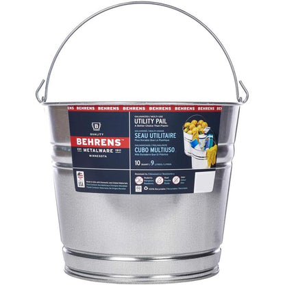 Galv Steel Pail 10QT by Emery Jensen, a durable metal container with a handle for industrial and household use.