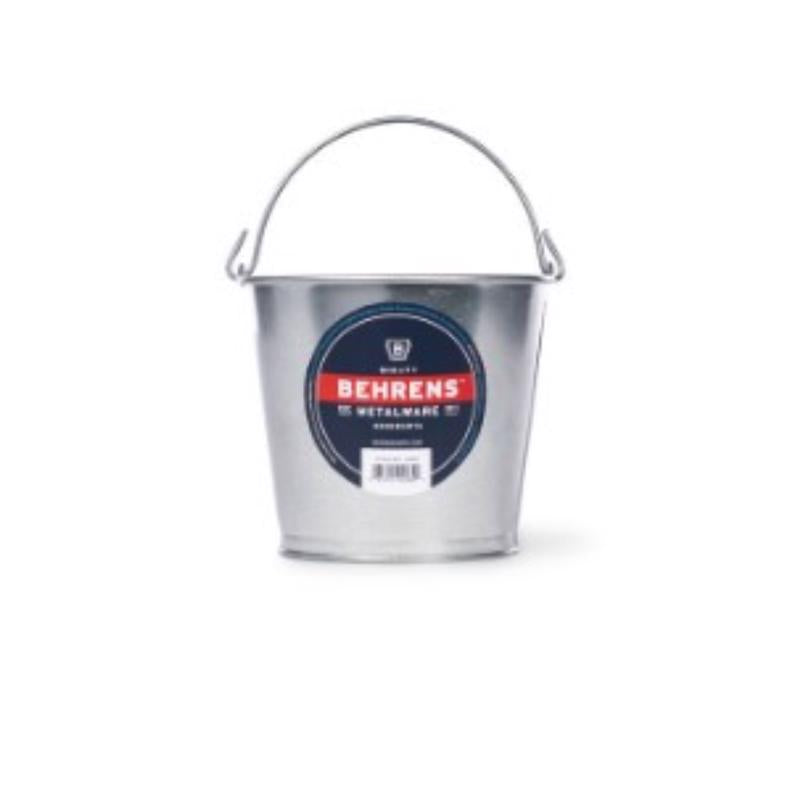 Galvanized steel 2-quart metal pail by Emery Jensen, durable for storage and household use.