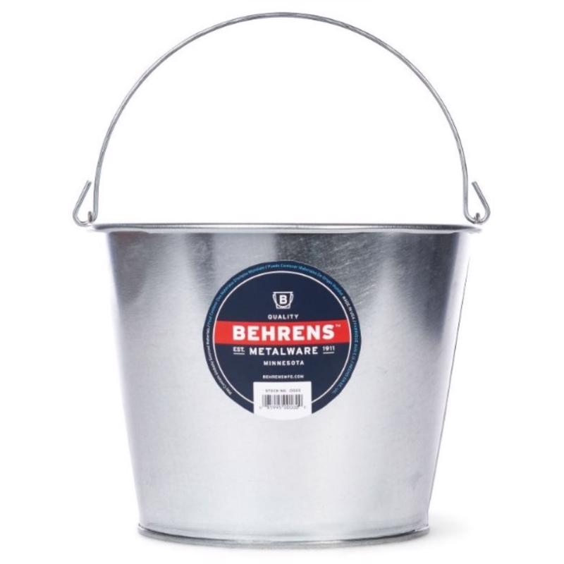 Emery Jensen 5-quart steel metal pail with a sturdy handle, ideal for industrial or household use.