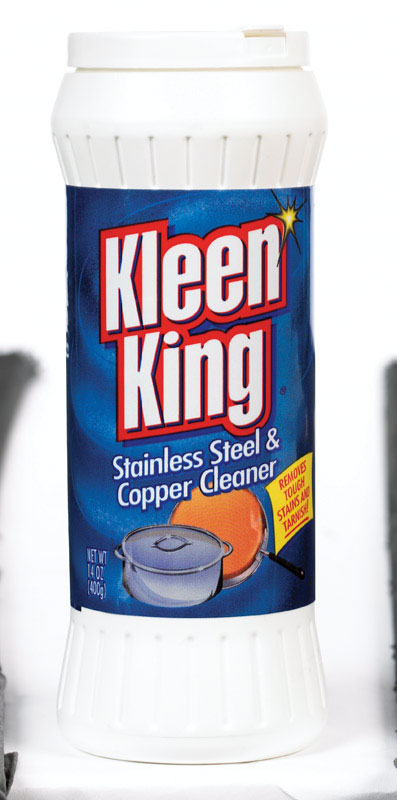 Emery Jensen copper and stainless steel cleaner in a 14oz container, ideal for polishing and cleaning metal surfaces.