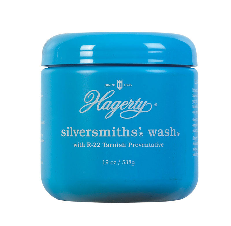 Emery Jensen Silversmiths' Wash 19oz metal polish cleaner for silver and metal surfaces, shown in a clean, white container.