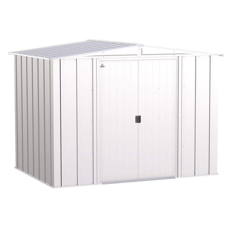 Emery Jensen metal shed in 8x6 feet with steel construction, featuring a durable, weather-resistant design for outdoor storage.