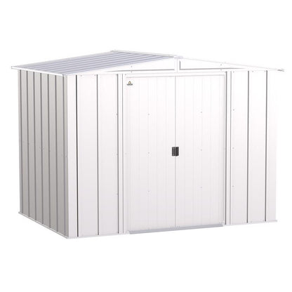 Emery Jensen metal shed in 8x6 feet with steel construction, featuring a durable, weather-resistant design for outdoor storage.