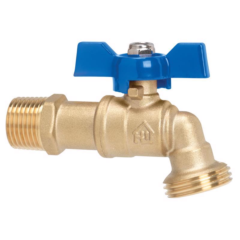 Emery Jensen metal silcock with 1/2 inch ball valve and hose bib, durable outdoor water faucet for garden or outdoor use