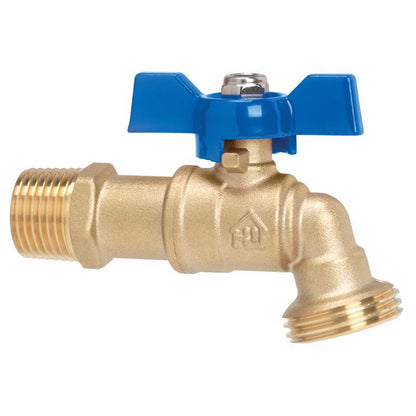 Emery Jensen metal silcock with 1/2 inch ball valve and hose bib, durable outdoor water faucet for garden or outdoor use