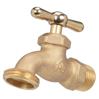 Brass hose bib with 3/4-inch MPT connection from Emery Jensen, metal silcock and hose bib for outdoor water supply.