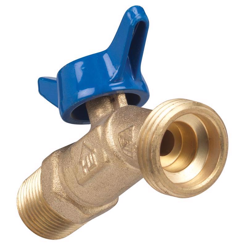 Emery Jensen metal silcock and hose bib with 1/2 MIP connection, durable outdoor water faucet with anti-kink feature.