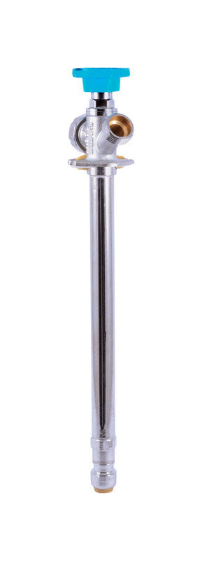 Emery Jensen frostproof metal sillcock with 10-inch spout and hose bib connection, designed for outdoor water supply.