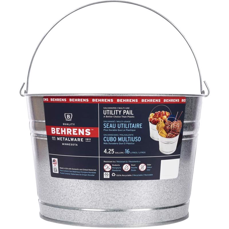 PAIL GALV STEEL 4.25gal - Pack of 6