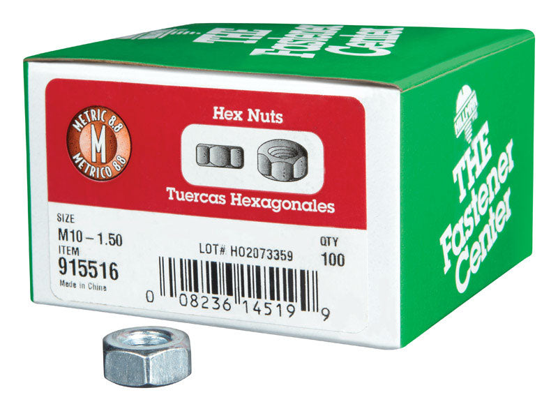 Emery Jensen METR HX nuts SP M10-1.50, metric steel nuts with a hex shape for fastening and assembly.