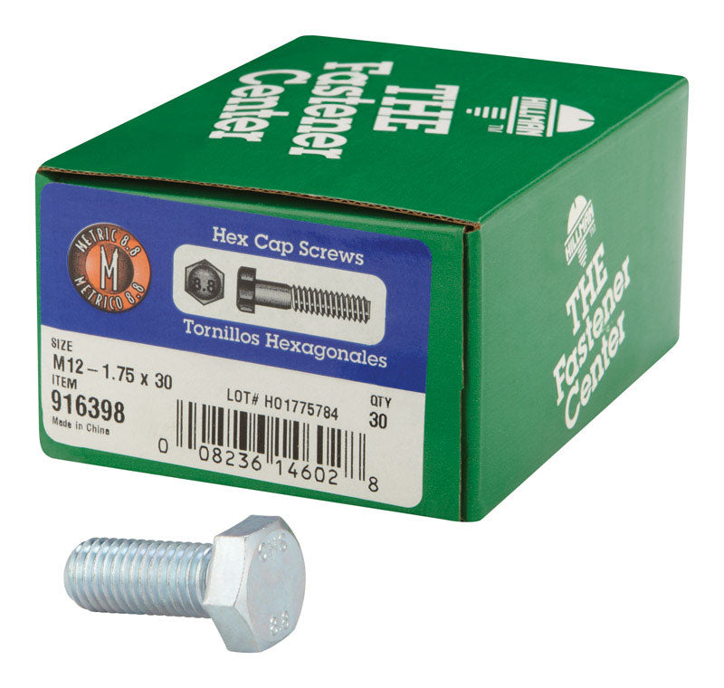 Emery Jensen METRICS BOLT HX NG M12-1.75X30BX showing a close-up of the metric hex bolt with threaded shaft.