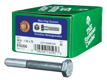 Emery Jensen METR HX CP Gr8.8 M10x75 metric bolt with hex head and threaded shaft, used for heavy-duty fastening applications.