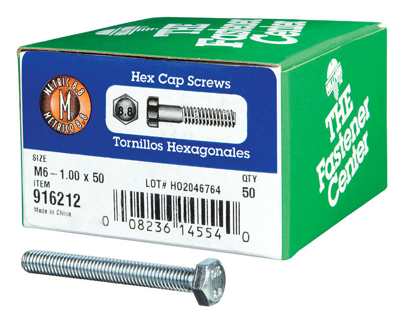 Emery Jensen METR HX CP Gr8.8 M6X50 metric bolt with hex head, high-strength steel fastener for industrial applications.