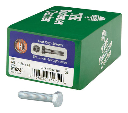 Metr HX CP Gr8.8 M8x40 metric bolt by Emery Jensen showing shiny steel finish and threaded shaft.