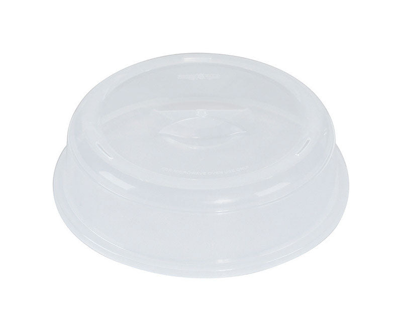 Emery Jensen microwave cookware cover with spatter guard, clear plastic lid designed to prevent splatters in the microwave.