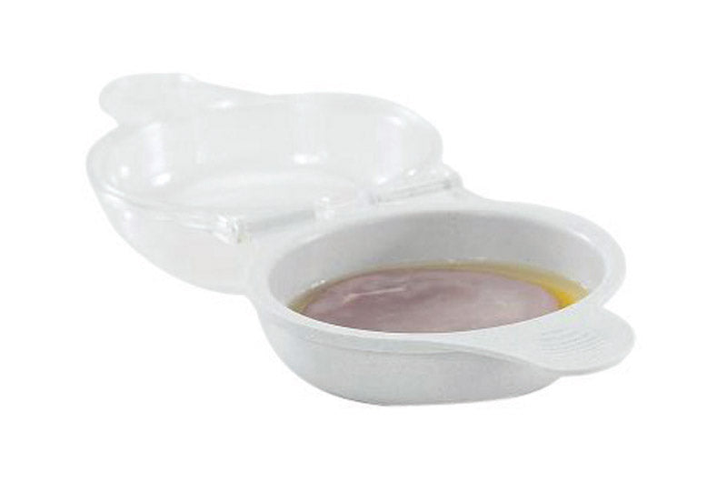 Emery Jensen microwave egg and muffin pan with six compartments for easy breakfast preparation.