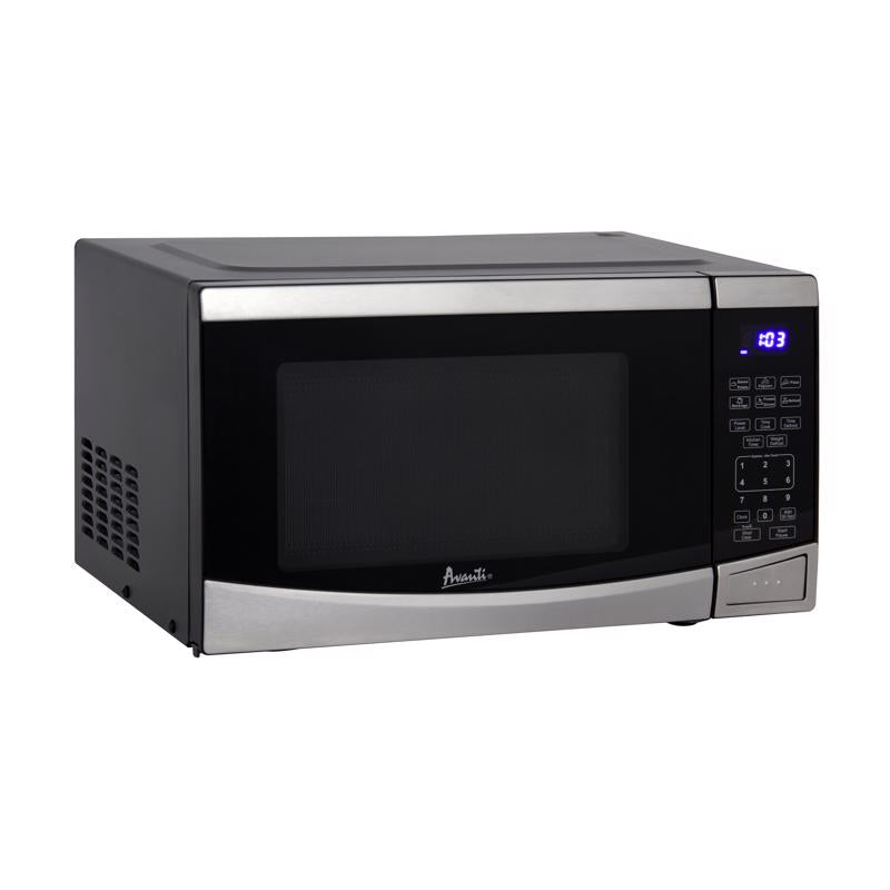 Emery Jensen microwave oven with a silver finish, 900W power, and an 11-inch turntable for efficient cooking.
