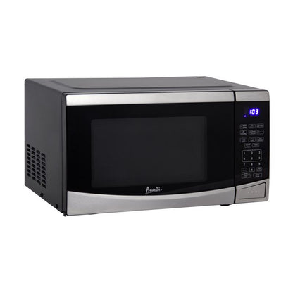 Emery Jensen microwave oven with a silver finish, 900W power, and an 11-inch turntable for efficient cooking.