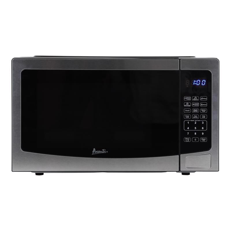 Emery Jensen 1000W microwave oven with a 12-inch turntable, silver finish, and digital control panel.