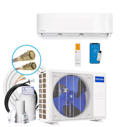 Emery Jensen mini-split A/C unit with 12,000 BTU cooling capacity, wall-mounted indoor and outdoor components.