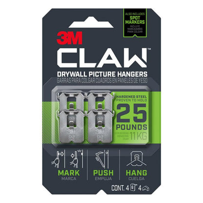 Emery Jensen claw picture hangers, 25lb weight capacity, set of 4, designed for hanging mirrors and pictures securely on walls.