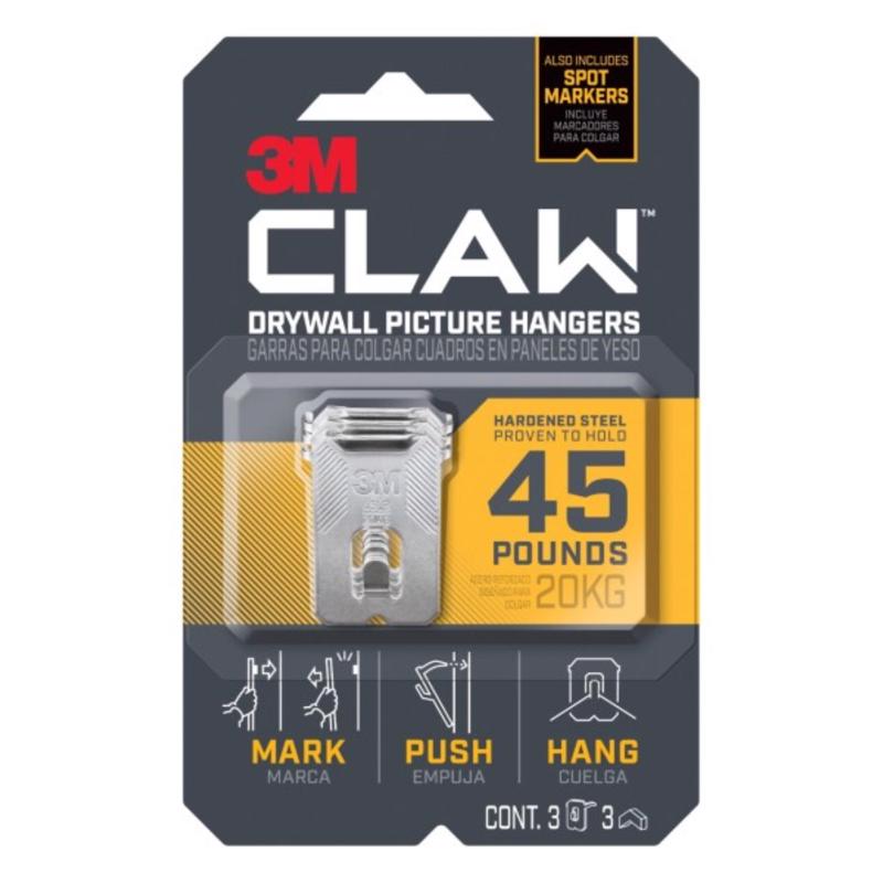 Emery Jensen Claw Picture Hangers 45lb, 3-pack, for mirror and picture hanging, with strong metal claws and durable design.