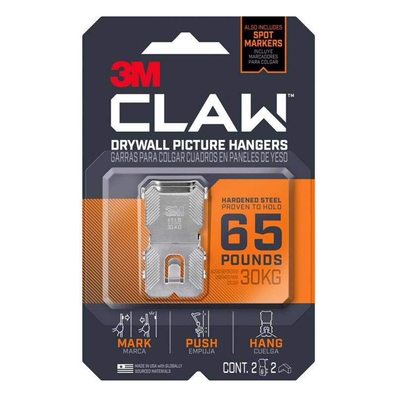 Emery Jensen Claw Pic Hanger 65lb, a two-pack of mirror and picture hangers with sturdy claw design for secure wall mounting.
