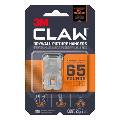 Emery Jensen Claw Pic Hanger 65lb, a two-pack of mirror and picture hangers with sturdy claw design for secure wall mounting.