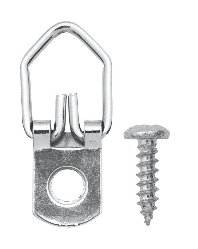Small Emery Jensen D-ring hanger with one hole, ideal for mounting mirrors and pictures securely on walls.