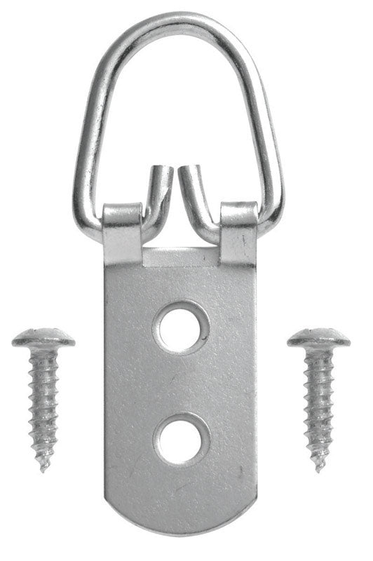 Large Emery Jensen D-ring hanger with two holes, ideal for hanging mirrors and pictures securely.