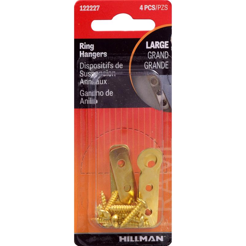 Set of 10 Emery Jensen flat ring mirror and picture hangers, large size, for secure wall mounting of framed items.