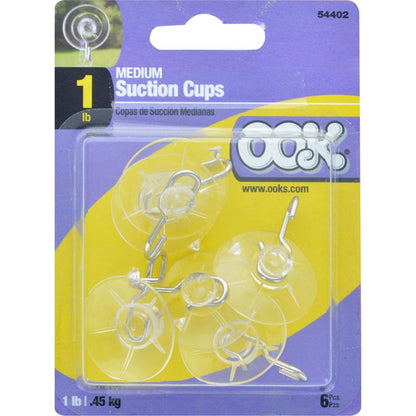 Emery Jensen suction cup hook with 1lb weight capacity, suitable for hanging mirrors or picture frames on smooth surfaces.